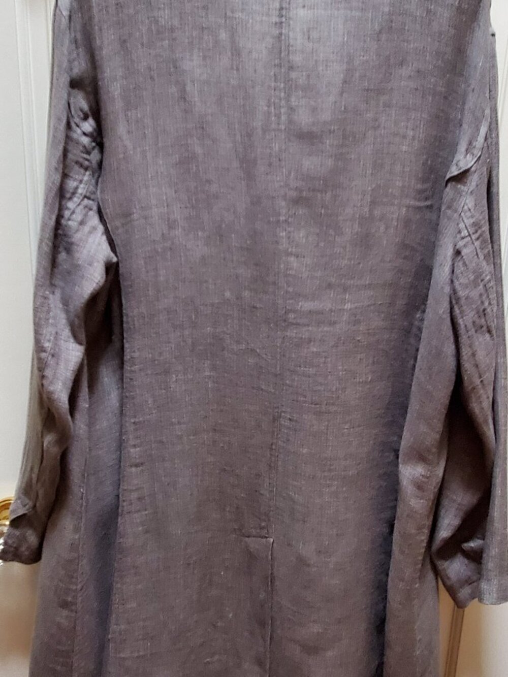 Eileen Fisher woven women’s grey Irish linen tunic/coat dress/cardigan sz 1X. - Picture 2 of 7